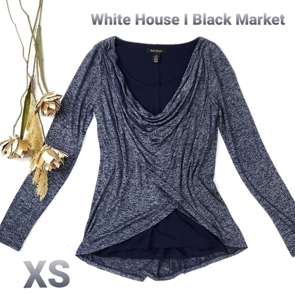 WHBM Blue Cowl Neck Long Sleeve Top XS - Picture 1 of 13